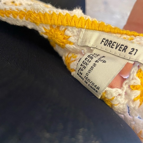 Forever 21 Yellow Sunflower Cropped Backless Knit Halter Top - Picture 10 of 10